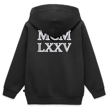 Roman numerals 1975 - MCMLXXV - Kinder Premium Organic Zip Hoodie - Schwarz - Hinten - AI Model Kid Male (0cm)