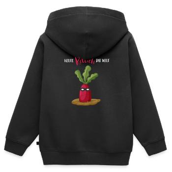 Heute Rettich die Welt - Kinder Premium Organic Zip Hoodie - Schwarz - Hinten - AI Model Kid Male (0cm)