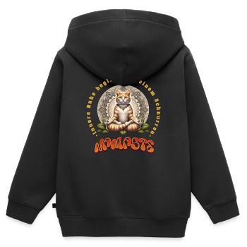 Katzenmeditation mit spirituellem Design - Kinder Premium Organic Zip Hoodie - Schwarz - Hinten - AI Model Kid Male (0cm)
