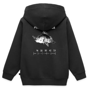 Barsch Rekord - Angeln mit Kunstköder - Kinder Premium Organic Zip Hoodie - Schwarz - Hinten - AI Model Kid Male (0cm)