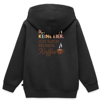 Je ne cherche pas un motif œuf-café - Sweat Premium à capuche zippé enfant bio - noir - Dos - AI Model Kid Male (0cm)