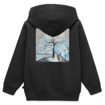 hiver - Sweat Premium à capuche zippé enfant bio - noir - Dos - AI Model Kid Male (0cm)