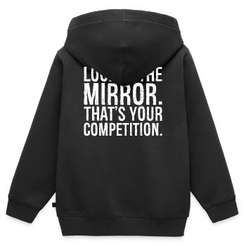 Regardez-vous dans le miroir c’est votre concurrence - Sweat Premium à capuche zippé enfant bio - noir - Dos - AI Model Kid Male (0cm)