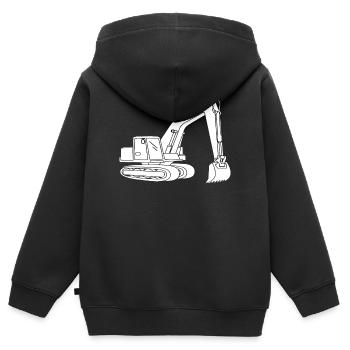 Bagger Silhouette Baugeräteführer Tiefbau - Kinder Premium Organic Zip Hoodie - Schwarz - Hinten - AI Model Kid Male (0cm)