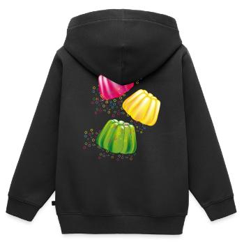 Plats colorés des dieux motif de dessert au charme rétro - Sweat Premium à capuche zippé enfant bio - noir - Dos - AI Model Kid Male (0cm)