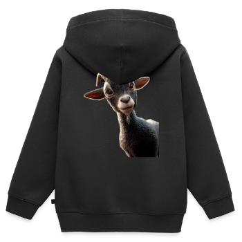 Chèvre Chèvre domestique Capricorne Chèvre Chèvre Chèvre mignonne - Sweat Premium à capuche zippé enfant bio - noir - Dos - AI Model Kid Male (0cm)
