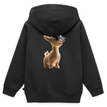 Chèvre Chèvre domestique Capricorne Chèvre Chèvre Chèvre mignonne - Sweat Premium à capuche zippé enfant bio - noir - Dos - AI Model Kid Male (0cm)