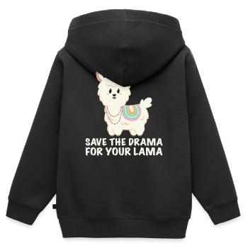 Gardez le drame pour votre lama - Sweat Premium à capuche zippé enfant bio - noir - Dos - AI Model Kid Male (0cm)