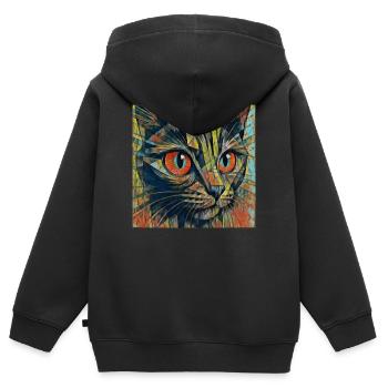 Farbenfrohe Katzenaugen ART - Kinder Premium Organic Zip Hoodie - Schwarz - Hinten - AI Model Kid Male (0cm)