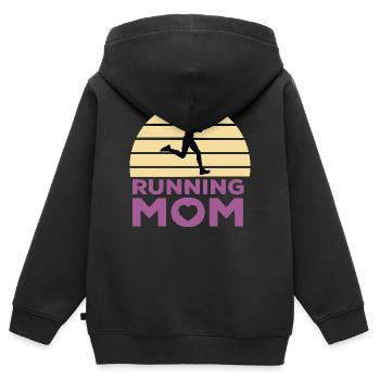 Running mom - Sweat Premium à capuche zippé enfant bio - noir - Dos - AI Model Kid Male (0cm)