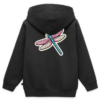 Libellule au pastel - Sweat Premium à capuche zippé enfant bio - noir - Dos - AI Model Kid Male (0cm)
