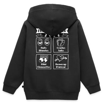 Prognosen für 2026, zukünftige Mama, zukünftiger Vater - Kinder Premium Organic Zip Hoodie - Schwarz - Hinten - AI Model Kid Male (0cm)