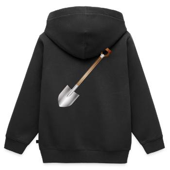 Klassischer Spaten – Garten- und Bauwerkzeugmotiv - Kinder Premium Organic Zip Hoodie - Schwarz - Hinten - AI Model Kid Male (0cm)