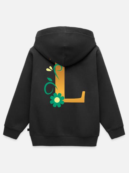 L - Lasten Premium vetoketjullinen huppari luomu - musta