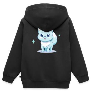 Entzückender blauer Spitz Hund mit fröhlichen Augen - Kinder Premium Organic Zip Hoodie - Schwarz - Hinten - AI Model Kid Male (0cm)