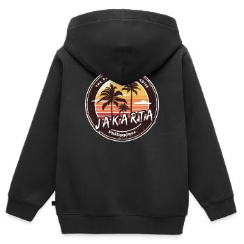 Jakarta Philippinen Strand Palmen Design - Kinder Premium Organic Zip Hoodie - Schwarz - Hinten - AI Model Kid Male (0cm)