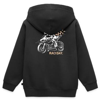Motorrad Racing - Raceday Superbike Rennsport - Kinder Premium Organic Zip Hoodie - Schwarz - Hinten - AI Model Kid Male (0cm)