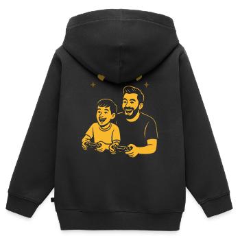 Dad & Kid Gaming - Retro Gamer Vibes - Kids Premium Organic Zip-up Hoodie - black - Back - AI Model Kid Male (0cm)