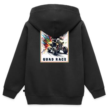 Quad Race – Speed Explosion - Kinder Premium Organic Zip Hoodie - Schwarz - Hinten - AI Model Kid Male (0cm)