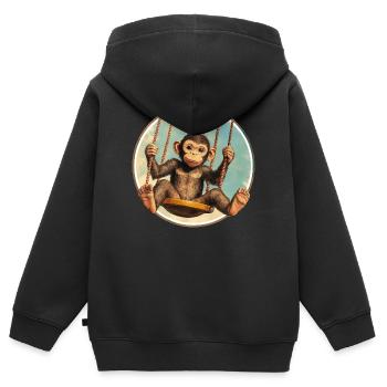 Balançoire de singe – restez détendu ! - Sweat Premium à capuche zippé enfant bio - noir - Dos - AI Model Kid Male (0cm)