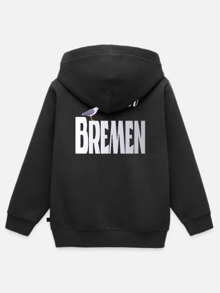 Bremen Möwe & Moin Design - Kinder Premium Organic Zip Hoodie - Schwarz
