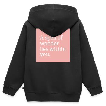 Un sort d’émerveillement - Sweat Premium à capuche zippé enfant bio - noir - Dos - AI Model Kid Male (0cm)