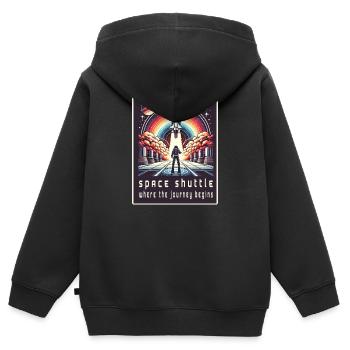 Navette spatiale - Le voyage commence - Sweat Premium à capuche zippé enfant bio - noir - Dos - AI Model Kid Male (0cm)