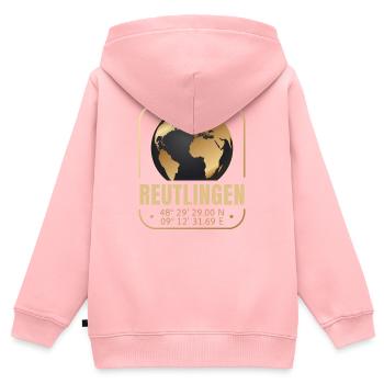 Reutlingen - Kinder Premium Organic Zip Hoodie - Rosa - Hinten - AI Model Kid Female (0cm)