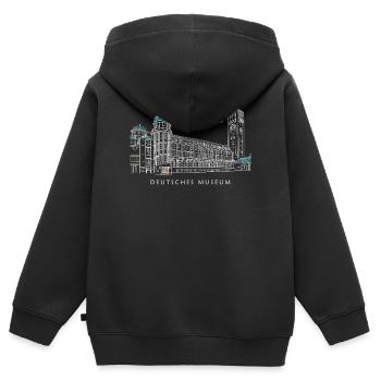 München Deutsches Museum Handzeichnung - Kinder Premium Organic Zip Hoodie - Schwarz - Hinten - AI Model Kid Male (0cm)