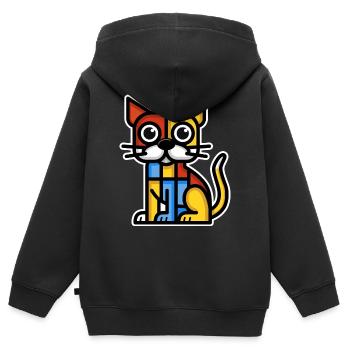 Image stylisée colorée d’un chien - Sweat Premium à capuche zippé enfant bio - noir - Dos - AI Model Kid Male (0cm)