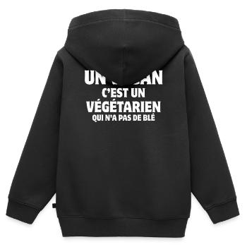 vegan, vegan, vegetarisch, Lebensmittel - Kinder Premium Organic Zip Hoodie - Schwarz - Hinten - AI Model Kid Male (0cm)