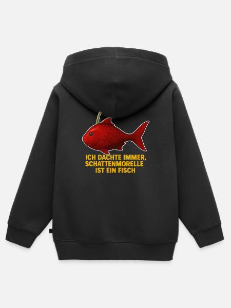 Fisch Schattenmorelle - Kinder Premium Organic Zip Hoodie - Schwarz