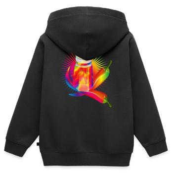 Bunter Pfefferstreuer mit scharfen Chilis - Kinder Premium Organic Zip Hoodie - Schwarz - Hinten - AI Model Kid Male (0cm)