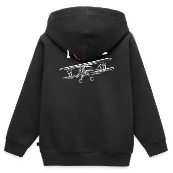 Ich liebe Fliegen - vintage Flugzeug am Himmel - Kinder Premium Organic Zip Hoodie - Schwarz - Hinten - AI Model Kid Male (0cm)