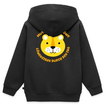 Mutig wie ein Löwe - Kinder Premium Organic Zip Hoodie - Schwarz - Hinten - AI Model Kid Male (0cm)