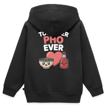 Together Pho Ever Vietnam Voyage Nouilles Soup Pho - Sweat Premium à capuche zippé enfant bio - noir - Dos - AI Model Kid Male (0cm)