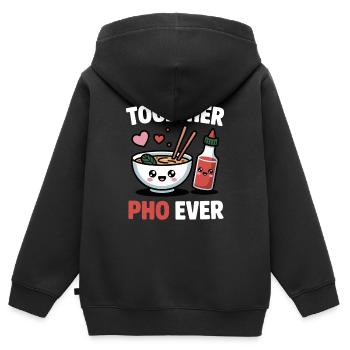 Together Pho Ever Vietnam Voyage Nouilles Soup Pho - Sweat Premium à capuche zippé enfant bio - noir - Dos - AI Model Kid Male (0cm)