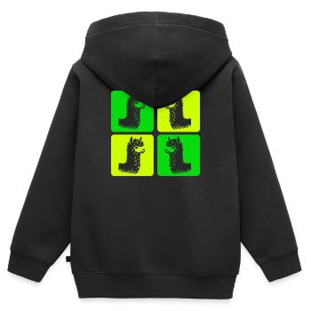 Ambiance alpaga - Sweat Premium à capuche zippé enfant bio - noir - Dos - AI Model Kid Male (0cm)