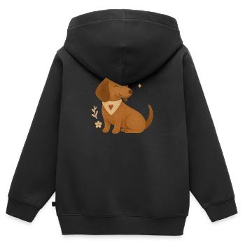 Dackel Herz - Kinder Premium Organic Zip Hoodie - Schwarz - Hinten - AI Model Kid Male (0cm)