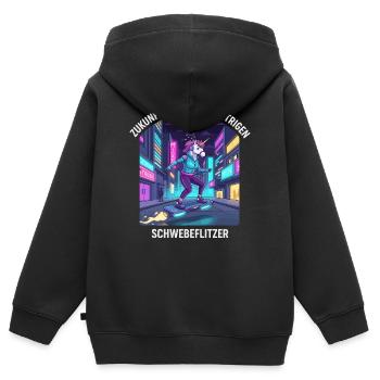 Zukunftseinhorn - Kinder Premium Organic Zip Hoodie - Schwarz - Hinten - AI Model Kid Male (0cm)