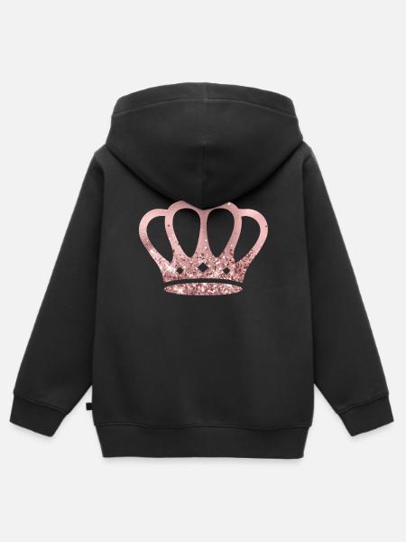 Krone, chic, rose-gold personalisierbar - Kinder Premium Organic Zip Hoodie - Schwarz