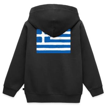 Flagge Griechenlands – Blaue Identität - Kinder Premium Organic Zip Hoodie - Schwarz - Hinten - AI Model Kid Male (0cm)