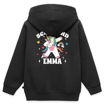 Schulkind Emma Geschenke Einschulung Kinder - Kinder Premium Organic Zip Hoodie - Schwarz - Hinten - AI Model Kid Male (0cm)