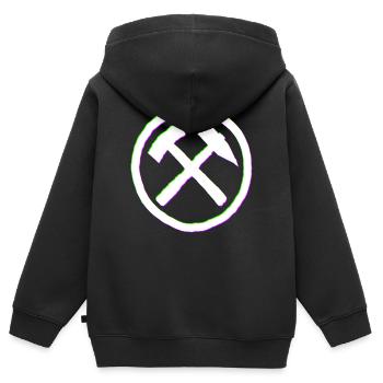 Ruhrpott Hammer Schlegel Glitch - Kinder Premium Organic Zip Hoodie - Schwarz - Hinten - AI Model Kid Male (0cm)