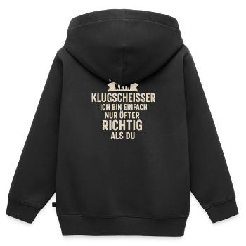 Ich bin kein Klugscheisser Spruch - Kinder Premium Organic Zip Hoodie - Schwarz - Hinten - AI Model Kid Male (0cm)