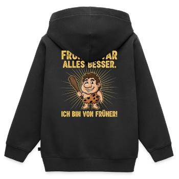 Tout allait mieux dans le passé ! - Sweat Premium à capuche zippé enfant bio - noir - Dos - AI Model Kid Male (0cm)