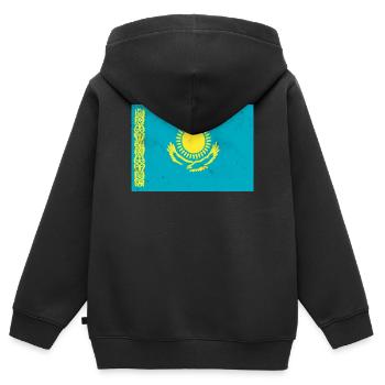 Drapeau du Kazakhstan - Sweat Premium à capuche zippé enfant bio - noir - Dos - AI Model Kid Male (0cm)
