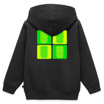 Masque Tiki - Sweat Premium à capuche zippé enfant bio - noir - Dos - AI Model Kid Male (0cm)