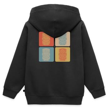 Masque Tiki - Sweat Premium à capuche zippé enfant bio - noir - Dos - AI Model Kid Male (0cm)