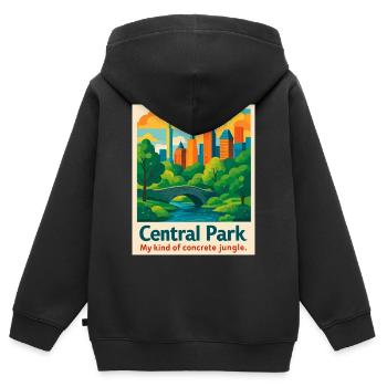 Ambiance de Central Park - Sweat Premium à capuche zippé enfant bio - noir - Dos - AI Model Kid Male (0cm)